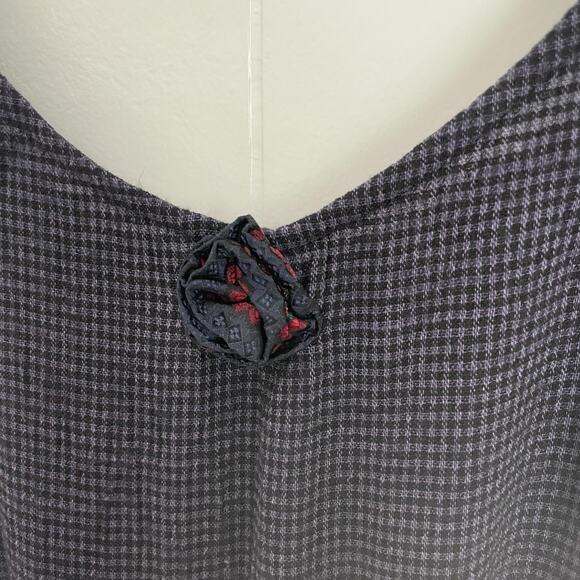 Vtg Zoe Maxi Dress NWT Gray Purple Gingham Rosette Detail Grunge Whimsigoth L - Picture 4 of 9